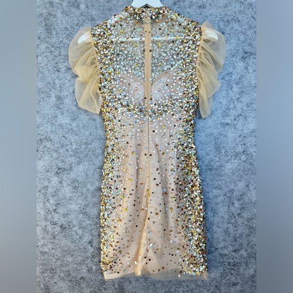 Jovani Sequin Embellished Cocktail Dress with Ruffle Sleeves - Size 0 - Picture 6 of 8